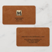 Eenvoudig Sable Leather Gold Monogram Visitekaartje (Voorkant / Achterkant)