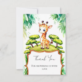 Eenvoudig Safari Giraffe Baby shower Bedankkaart