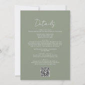 Eenvoudig Sage Green Border Script QR Code Wedding Kaart (Achterkant)