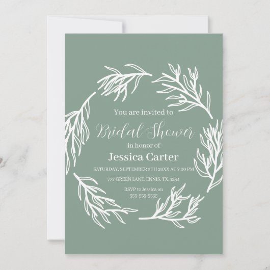 Eenvoudig Sage Green Classic Bloemen Vrijgezellenf Kaart (Voorkant)