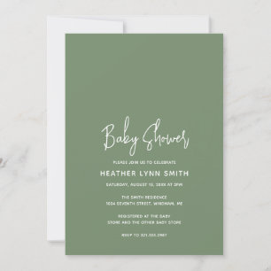 Eenvoudig Sage Green Elegant Modern Baby shower Kaart