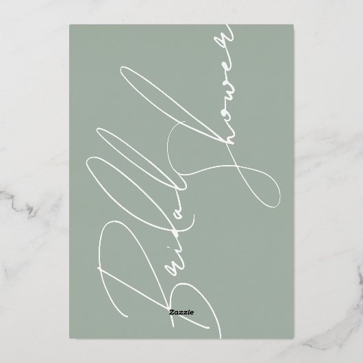 Eenvoudig Sage Green Elegant Script-Vrijgezellenfe Folie Uitnodiging (Achterkant)