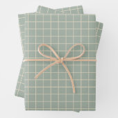 Eenvoudig Sage Green Grid Lines Graph Pattern Inpakpapier Vel (In situ)