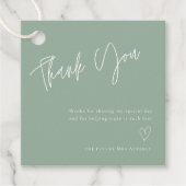 Eenvoudig Sage Green Vrijgezellenfeest Dank u Bedankjes Labels (Voorkant)
