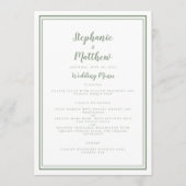 Eenvoudig Sage Green White Wedding Elegant Dinner Menu (Voorkant)