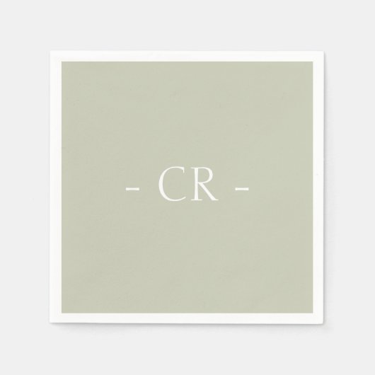 Eenvoudig Sage Groen Paar Initialen Monogram Servet (Voorkant)