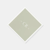 Eenvoudig Sage Groen Paar Initialen Monogram Servet (Hoek)