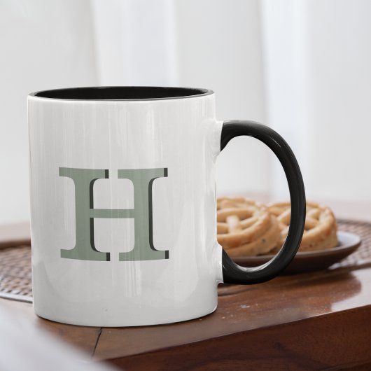 Eenvoudig Sage Monogram Initiaal Neutraal Rustic M Mok