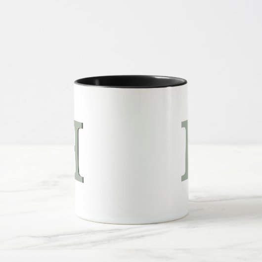 Eenvoudig Sage Monogram Initiaal Neutraal Rustic M Mok (Midden)