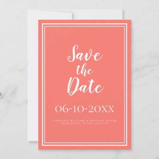 Eenvoudig Save The Date Koraal Bruiloft Script (Voorkant)