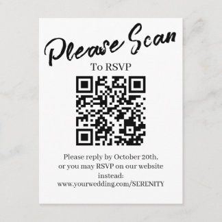Eenvoudig scannen om RSVP QR-code invoegkaart Informatiekaartje
