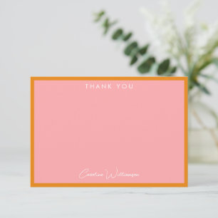 Eenvoudig Schattig Modern Roze Oranje Aangepaste D Bedankkaart