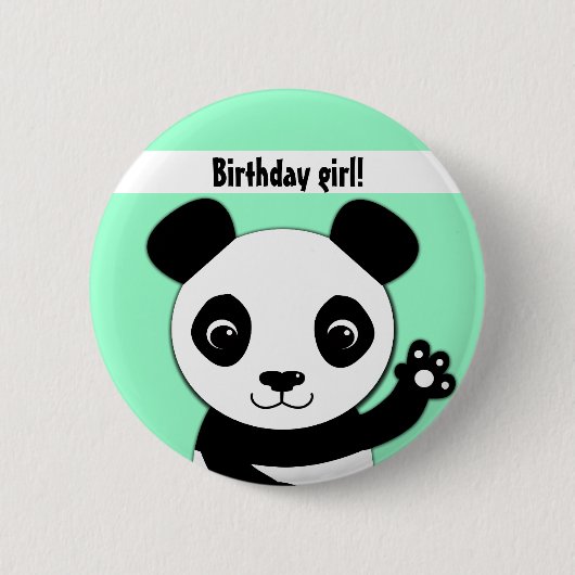 Eenvoudig schattig panda-meisje ronde button 5,7 cm (Voorkant)