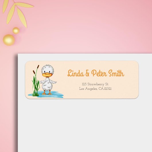 Eenvoudig Schattige eend Baby shower Etiket