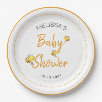 Eenvoudig Schattige Honey Bee Baby shower Party Papieren Bordje