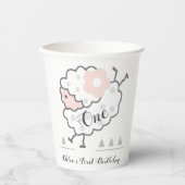 Eenvoudig Schattige Jumping Lamb 1e Verjaardag Roz Papieren Bekers (Voorkant)