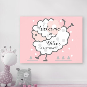 Eenvoudig Schattige Jumping Lamb 1e Verjaardag Wel Poster