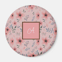 Eenvoudig Schattige Roze Bloem Boho Monogram
