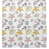 Eenvoudig Schattige strandontwerp Douchegordijn (Voorkant)