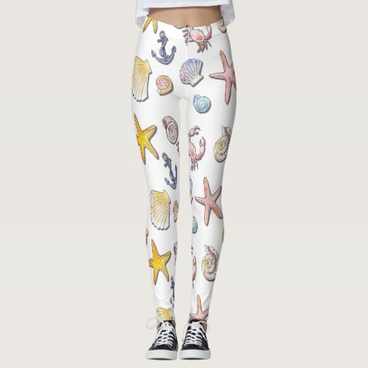 Eenvoudig Schattige strandontwerp Leggings (Voorkant)