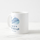 Eenvoudig Schattige walvisblauw Zee Happy Birthday Koffiemok (Voorkant links)