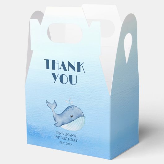 Eenvoudig Schattige Walvisblauw Zee Verjaardag Dan Bedankdoosjes (Geopend)