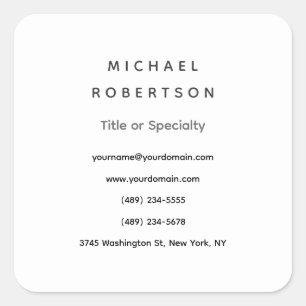 Eenvoudig schoon elegant modern minimalistisch wit vierkante sticker