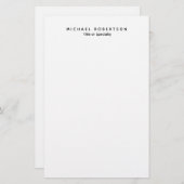 Eenvoudig schoon Elegant Modern Minimalistisch Zwa Briefpapier (Voorkant / Achterkant)
