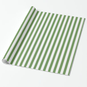 Eenvoudig, schoon, groen/wit Striptiepatroon Cadeaupapier