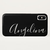 Eenvoudig Schoon Zwart Wit Script Naam Case-Mate iPhone Case (Achterkant (horizontaal))