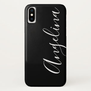 Eenvoudig Schoon Zwart Wit Script Naam iPhone X Hoesje