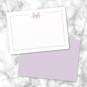 Eenvoudig Schrift Minimalistische Paarse Naam Mono Notitiekaartje