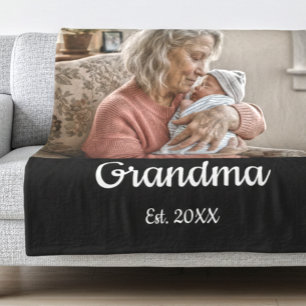 Eenvoudig Schrifttype Oma Gesticht.Jaar Zwart Fleece Deken