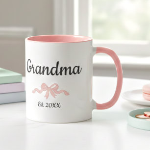 Eenvoudig Schrifttype Roze Meisje Strik Oma Oprich Mok