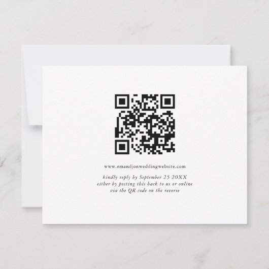 Eenvoudig schrijven QR Code Weduwschap RSVP Kaartje (Achterkant)