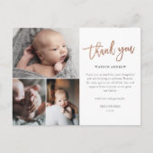 Eenvoudig script 3 Foto Collage Baby Dank Briefkaart (Voorkant)