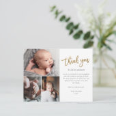 Eenvoudig script 3 Foto Collage Baby Hartelijk dan Briefkaart (Staand voorkant)