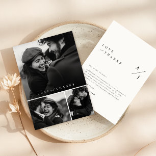 Eenvoudig Script 3 Photo Collage Wedding Bedankkaart