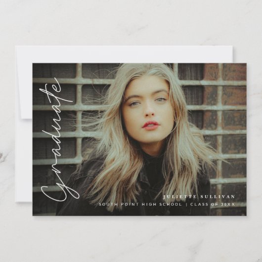 Eenvoudig script 4 Foto Graduation Party Kaart (Voorkant)