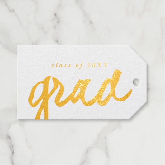 Eenvoudig script | Afstudeergoud Cadeaulabels (Voorkant (horizontaal))