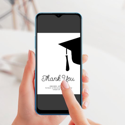 Eenvoudig script afstuderen aangepaste bedankkaart aankondiging