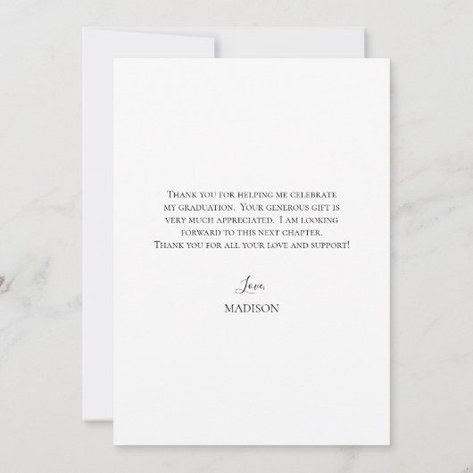 Eenvoudig script Afstuderen Foto Hartelijk dank Kaart (Achterkant)