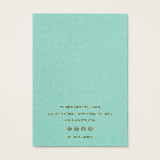 Eenvoudig Script Aqua Blue Earring Display Holder Visitekaartje (Achterkant)