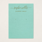 Eenvoudig Script Aqua Blue Earring Display Holder Visitekaartje (Voorkant)