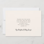 Eenvoudig script Baby shower dank u kaart (Achterkant)