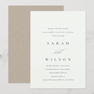 Eenvoudig script Black White Kraft Wedding Invite Bedankkaart