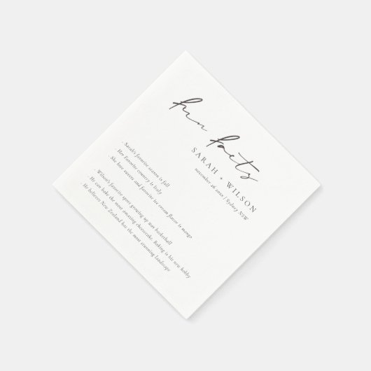 Eenvoudig Script Black White Weddenschap Facts Servet (Hoek)