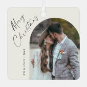 Eenvoudig script Boho Arch Foto Kerstmis Metalen Ornament (Voorkant)