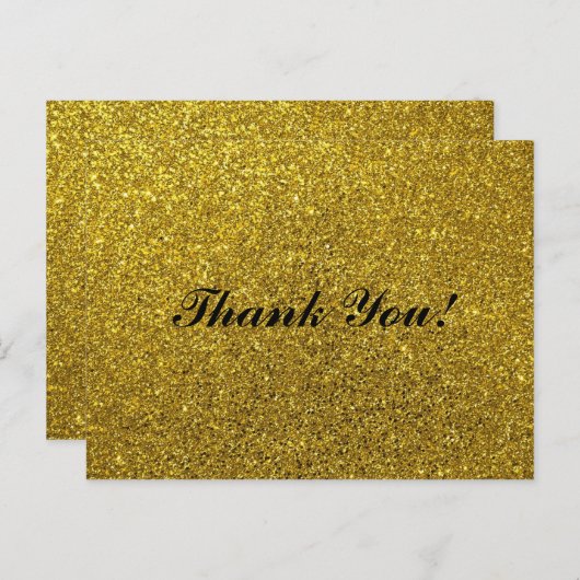 Eenvoudig script - bruiloft gouden glitter Dank u Briefkaart (Voorkant / Achterkant)