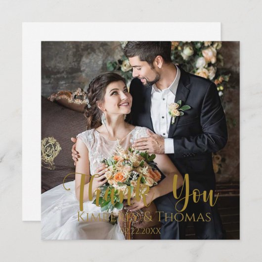 Eenvoudig script bruiloft met dank je creditcard bedankkaart (Voorkant / Achterkant)